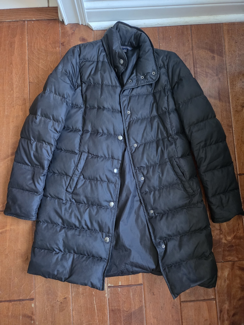 Brooks Brothers Black Quilted Long Puffer Coat Women's Size 2
